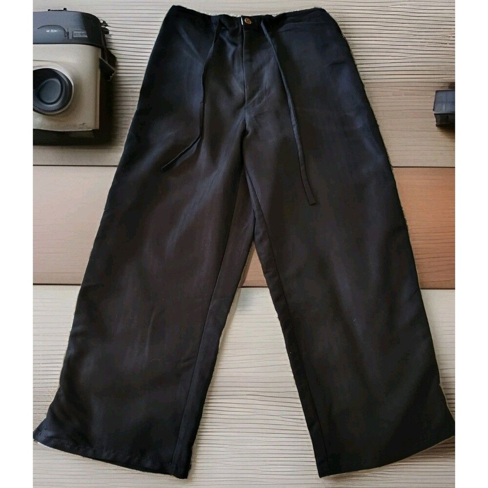 Joe Marlin Women's Pants L Stretch Waist Pockets Rayon Flare Legs Black